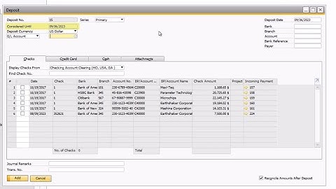 Accounts Receivable - Deposits | SAP Business One