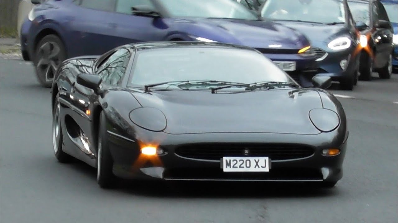 Supercars in Alderley Edge February 2025, Black XJ220, Brabus rocket, modified Aventador...
