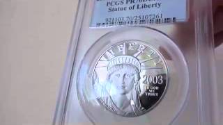 プラチナイーグル　100ドル　1オンス2003 W $100 Platinum Eagle PR70 Deep Cameo PCGS