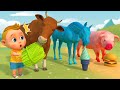 Paint animals cow pig dog horse eating ice cream  funny zoo animals cartoon  boo kids cartoon