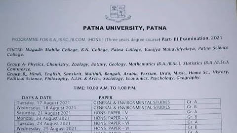 Patna University Part 3 Exam Date Release #Shorts
