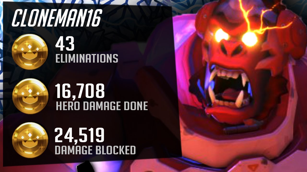 Cloneman16 Insane Winston - 43 elims! [ Overwatch Season 28 Top 500 ]
