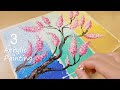 How to Paint 3 Pieces Acrylic Painting on One Canvas