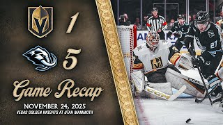 HIGHLIGHTS | Utah Mammoth 5, Vegas Golden Knights 1 | Nov. 24, 2025