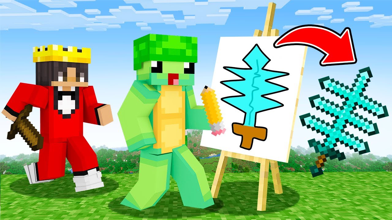 Speedrunner VS Hunter But Whatever You Draw, You Get! - Minecraft