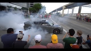Burnouts in Front of Cop...AND GETTING AWAY! [4K] Houston Coffee and Cars