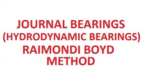 Raimondi Boyd Method Hydrodynamic Journal Bearings