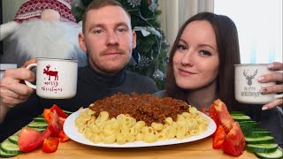 картинка: МУКБАНГ ПАСТА БОЛОНЬЕЗЕ с фаршем и сыром ответы на вопросы MUKBANG PASTA BOLOGNESE