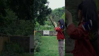 Female Craftsman Made A New Wooden Bow And Demonstrates Her Excellent Archery Skills