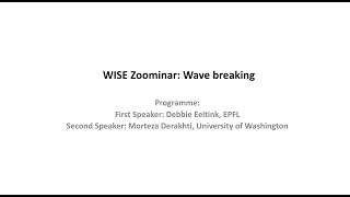 March 2023 WISE Zoominar on Wave breaking by Debbie Eeltink and Morteza Derakhti