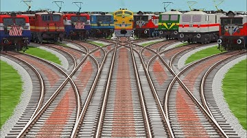 9-Trains Crossing Forked Trains Railroad Crossing Tracks-train videos indian railways games 