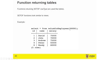 plpgSQL function returning tables