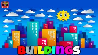 BUILDINGS VOCABULARY for Beginners, Kids, Kindergarten with Pictures - Learn Building Names | Kidstv