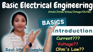 BEE Telugu || what is current & Voltage  || Ohm's Law with ex || BEE Introduction in Telugu || #BEE