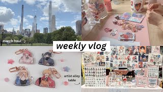 nyc artist vlog | animazement artist alley, anime merch haul, shop orders