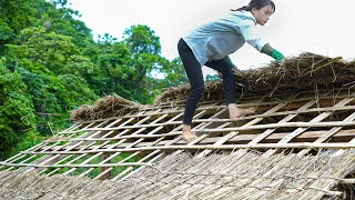 Cut grass and dry it to build a thatched roof - Build a farm house | MsYang