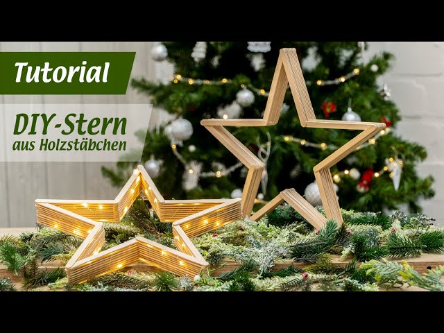 3-D Sterne aus Holzstäbchen basteln für Weihnachten