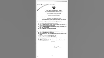 WBSU 5th semester English (GE1) Exam paper 2023