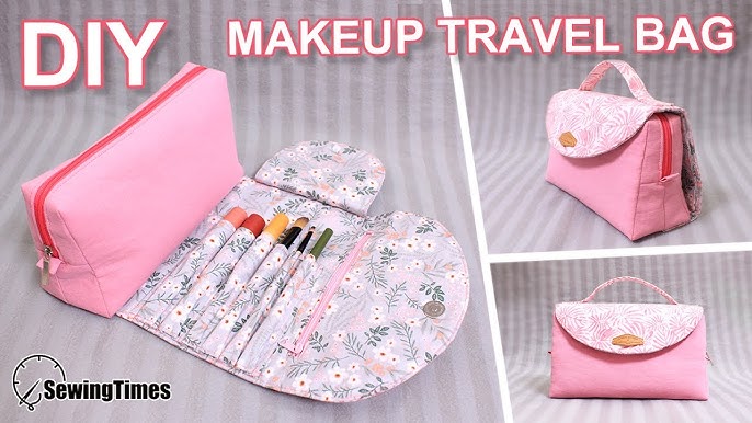 DIY Makeup Cosmetic Bag  How to make a Cute Pouch with 3 Compartments  [sewingtimes] 