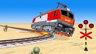 【踏切アニメ】非常に長い新幹線が砂漠を曲がりくねった螺旋状に走り、誘拐される【カンカン】🚦 踏切 Fumikiri 3D Railroad Crossing Animation