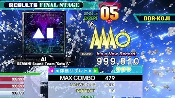 [DDR A20+] AI [Single-EXPERT] 999,810 PFC by DDR-KOJI