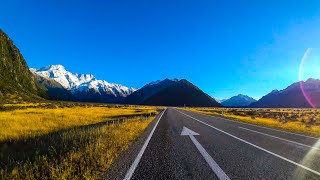 New Zealand: Lake Pukaki to Mount Cook scenic drive 4k
