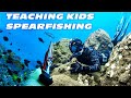 Teaching young kids how to improve their SPEARFISHING in LANAI!!!