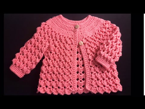 Crochet Jacket or Coat for girls, Crochet Cardigan, LEFT HAND TUTORIAL Crochet for Baby