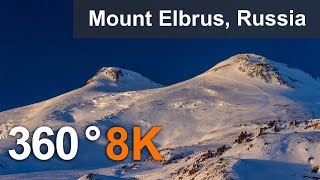 360 video, Journey to Elbrus Mountain, Russia. 8K aerial video