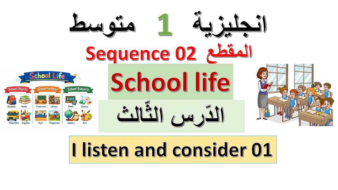 Sequence 02         School Life    Listen and consider 1                   انجليزية 1 متوسط  الدرس 3