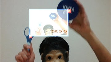 「青色認識してカメラ」Processing OpenCV インタラクティブアート