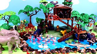 Fun Safari Diorama for Playmobil Animal Figurines - Learn Animal Names