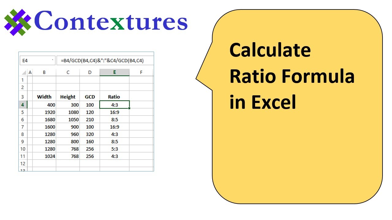 Calculate Ratio with Excel Formulas