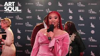 Koryn Hawthorne talks about new music coming and more on the Dove Awards Red Carpet!