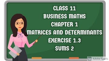 11th business mathematics chapter 1 matrices and determinants exercise 1.3 / savvylearnerchannel