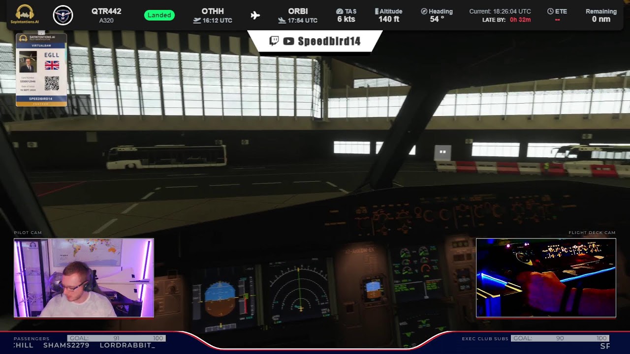 DOH➝BGW | QR A320  | SayIntentions ATC | TWITCH LIVESTREAM