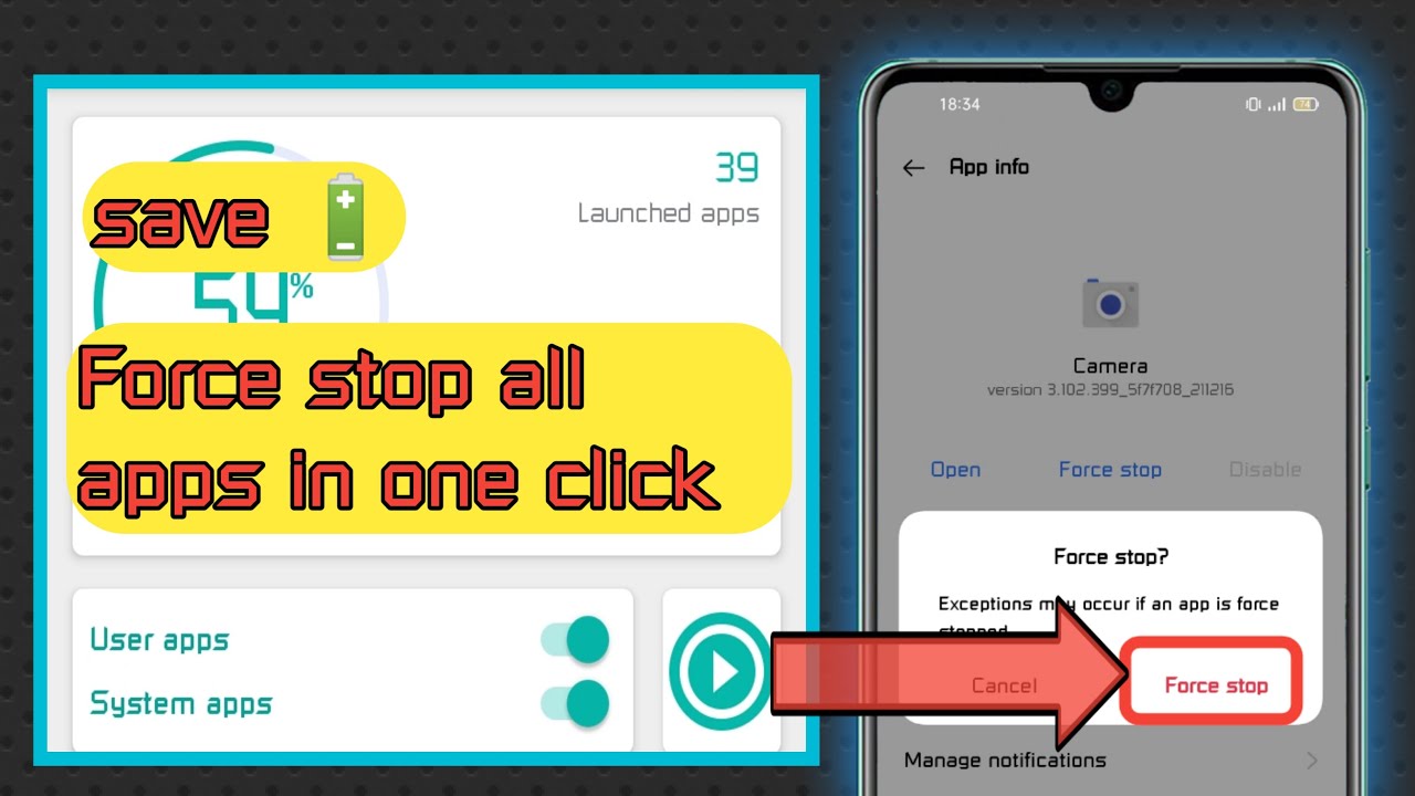 How to force stop all apps in one click|| save mobile battery ...