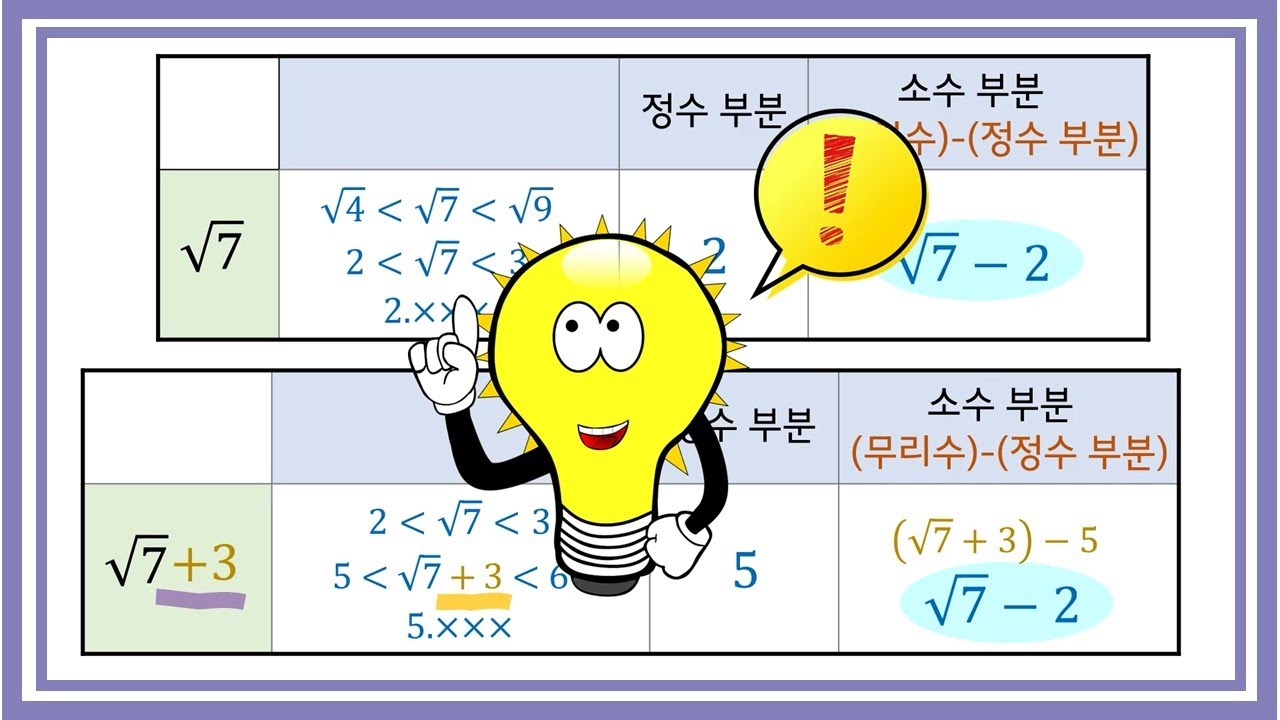 무리수의 정수와 소수 부분 구하기 - YouTube