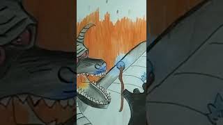 draw an wizard anddragon fight ing