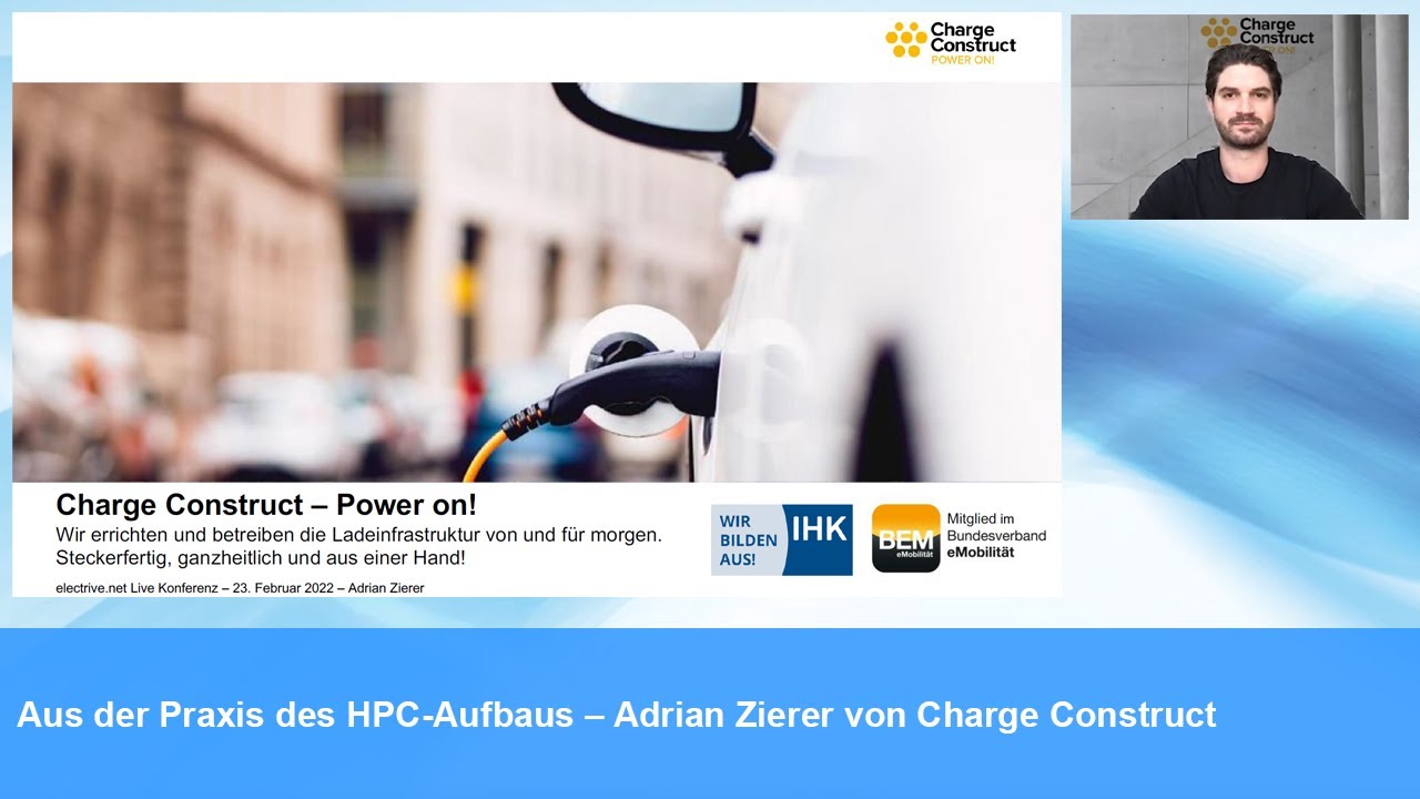 Aufbau von HPC-Ladeparks – Adrian Zierer von Charge Construct bei „electrive.net LIVE“