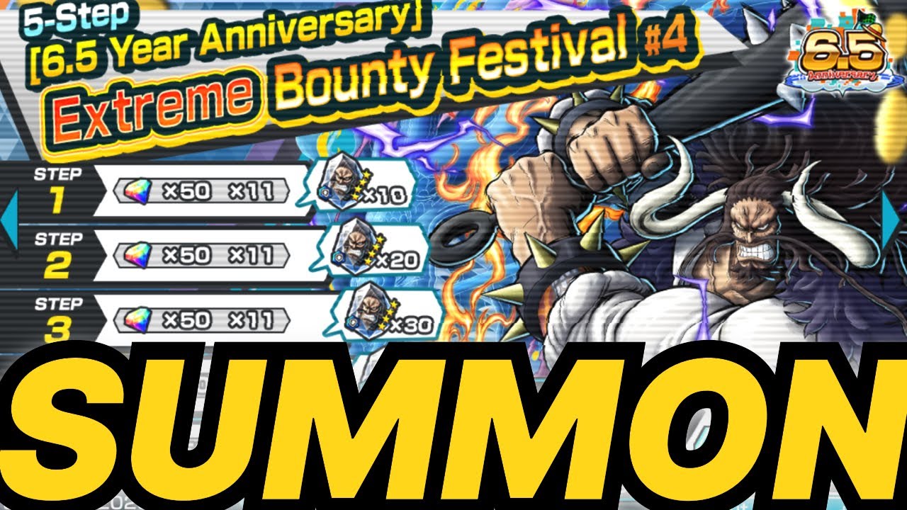 6.5 Anniversary Kaido Summons! 🔥 Extreme Bounty Festival Step-Up | OPBR Summon Hype