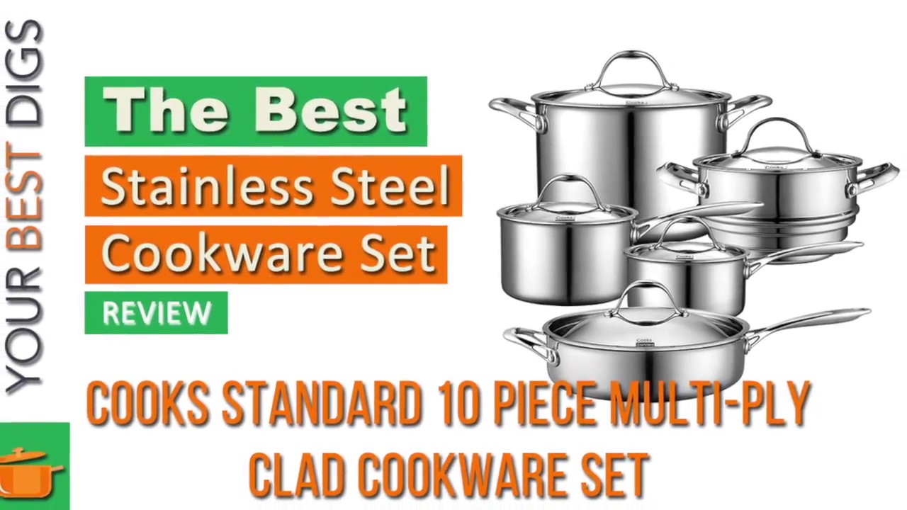 Cooks Standard 10 Piece Multi Ply Clad Cookware Set Reviews - YouTube