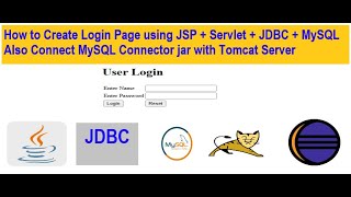 Login Page  JSP + Servlet + JDBC + MySQL (Connect MySQL Connector jar with Server) #login #javajdbc