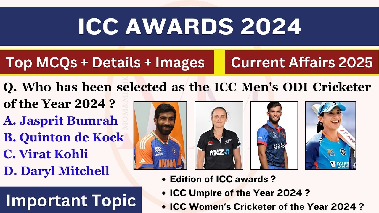 ICC Awards 2024 Sports current affairs 2025 Khel current affairs