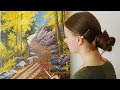 How to paint autumn landscape. Acrylic painting | Осенний пейзаж акрилом