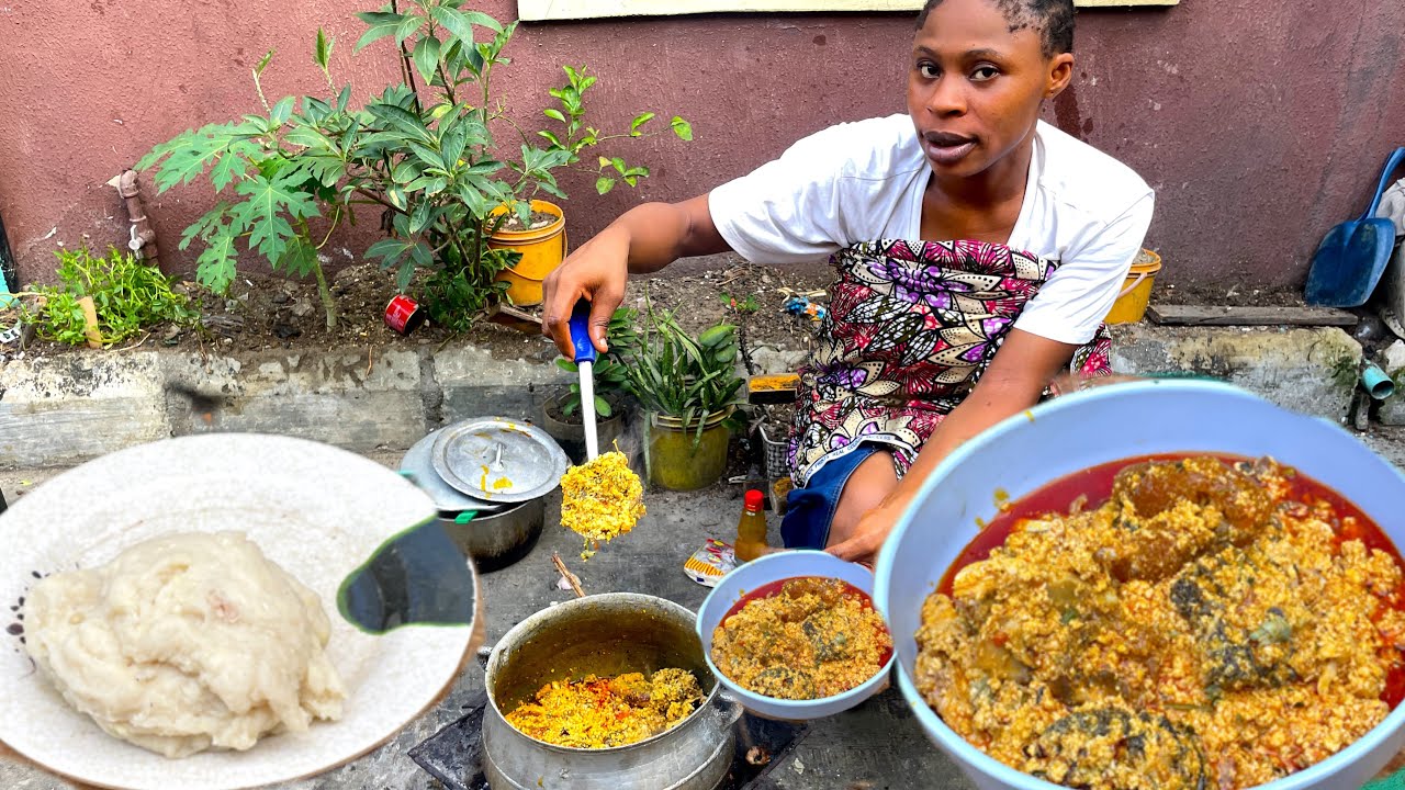 Nigeria Most Popular Egusi soup my Family loves + pounded yam fufu