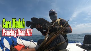 Cara Mudah  Pancing Ikan PATIPOK/PECAH PERIUK Pakai Pelepah Sawit, INFLATABLE BOAT VLOG (Vlog 161)