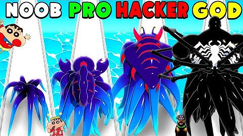 NOOB VS PRO VS HACKER VS GOD IN VENOM RUN 3D WITH SHINCHAN & CHOP Quick Games