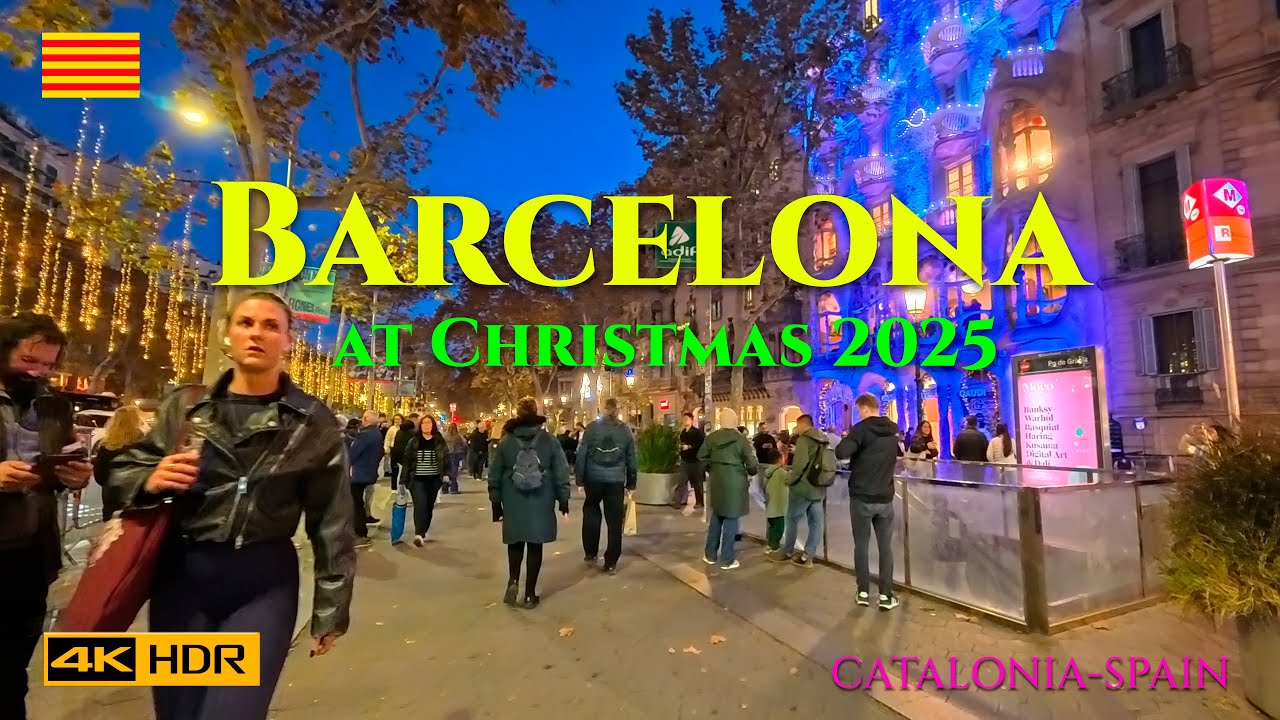 Magical Christmas in Barcelona, Spain 🎄 | Walking Tour | 4K HDR