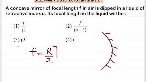 JEE MAIN 2025(23jan shift2)A concave mirror of focal length f in air is dipped in a liquid of refrac